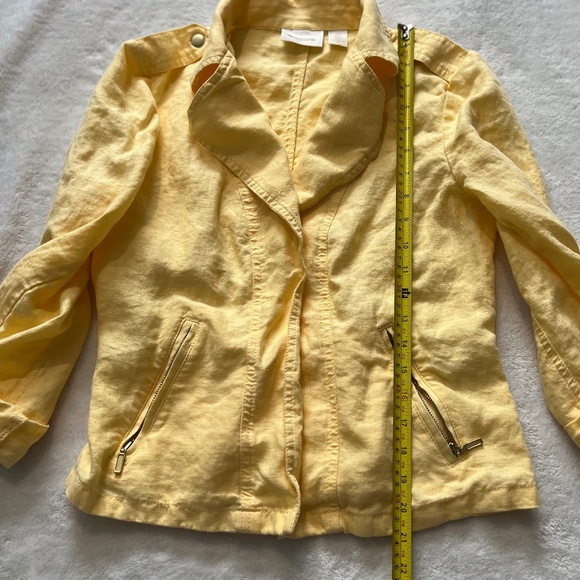Chico's Yellow Linen Open Front Blazer - Picture 8 of 9